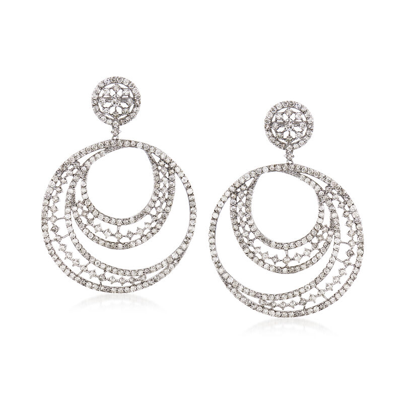 5.81 ct. t.w. Diamond Multi-Circle Drop Earrings in 14kt White Gold image number 0