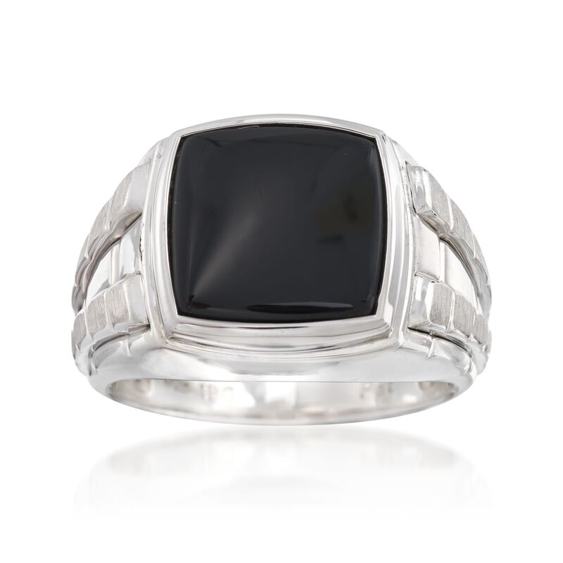 Men's Black Onyx Ring in Sterling Silver image number 0