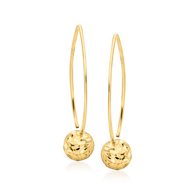 Italian 18kt Gold Over Sterling Diamond-Cut Ball Drop Earrings