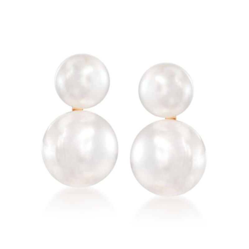 5-7.5mm Cultured Akoya Pearl Double Drop Earrings in 14kt Yellow Gold image number 0