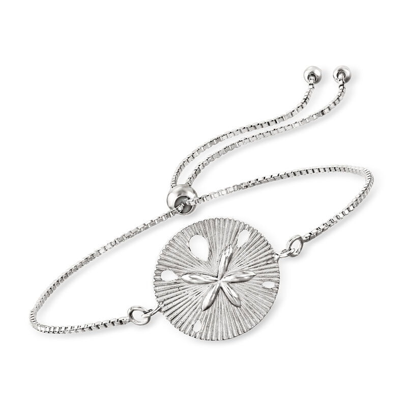 Sterling Silver Textured and Polished Sand Dollar Bolo Bracelet image number 0