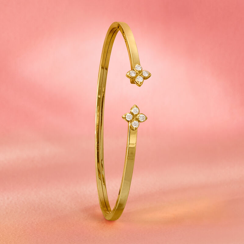 Roberto Coin "Love in Verona" .20 ct. t.w. Diamond Cuff Bracelet in 18kt Yellow Gold. 6.5" image number 2