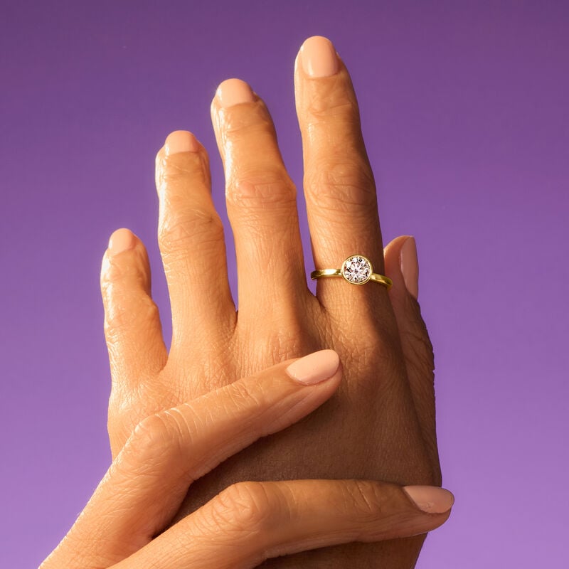 1.00 Carat Bezel-Set Lab-Grown Diamond Solitaire Ring in 14kt Yellow Gold image number 4