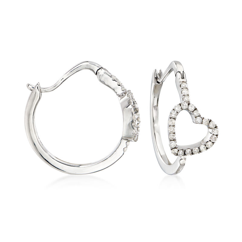 .50 ct. t.w. Diamond Heart Hoop Earrings. 3/4&quot; image number 0