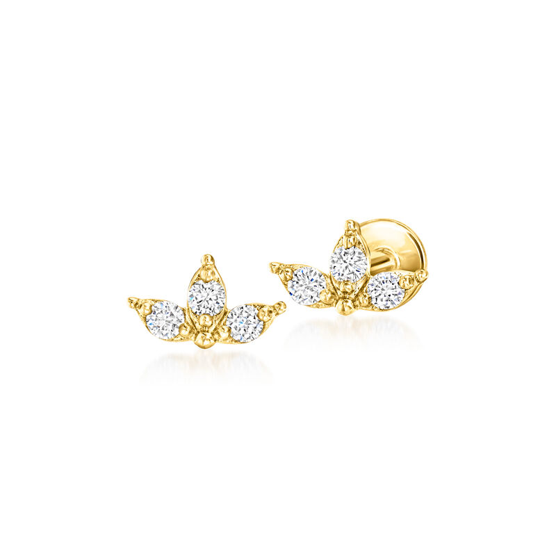 Lab-Grown Diamond Three-Stone Flat-Back Stud Earrings in 14kt Yellow Gold image number 3