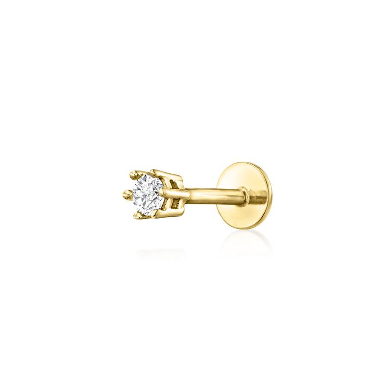 Diamond Single Flat-Back Stud Earring in 14kt Yellow Gold image number 0