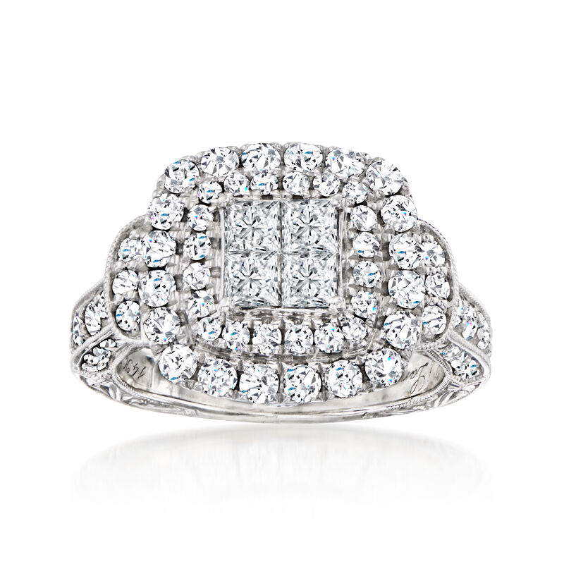 C. 2010 Vintage 2.05 ct. t.w. Diamond Cluster Ring in 14kt White Gold. Size 5.25 image number 0