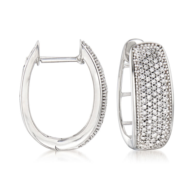 .25 ct. t.w. Pave Diamond Hoop Earrings in Sterling Silver image number 0