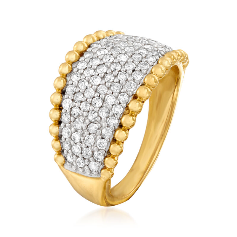 1.00 ct. t.w. Diamond Beaded Ring in 18kt Gold Over Sterling image number 2