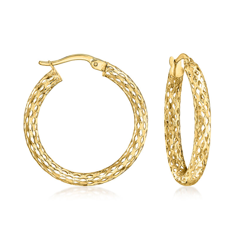 14kt Yellow Gold Mesh Hoop Earrings image number 0