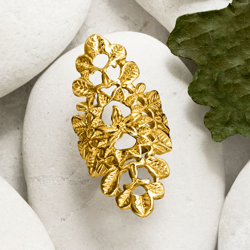 Italian 18kt Gold Over Sterling Floral Dinner Ring image number 3
