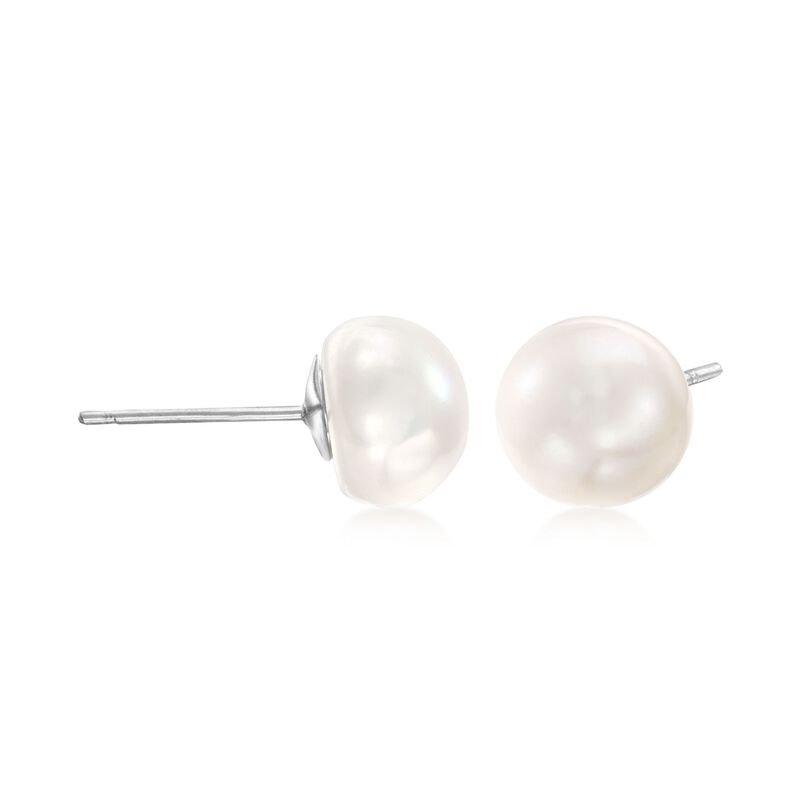 Italian Sterling Silver Jewelry Set: 8-8.5mm Cultured Pearl Earrings and Starburst Earring Jackets image number 2