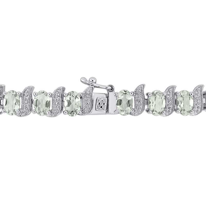 9.60 ct. t.w. Prasiolite Bracelet with Diamond Accents in Sterling Silver image number 1