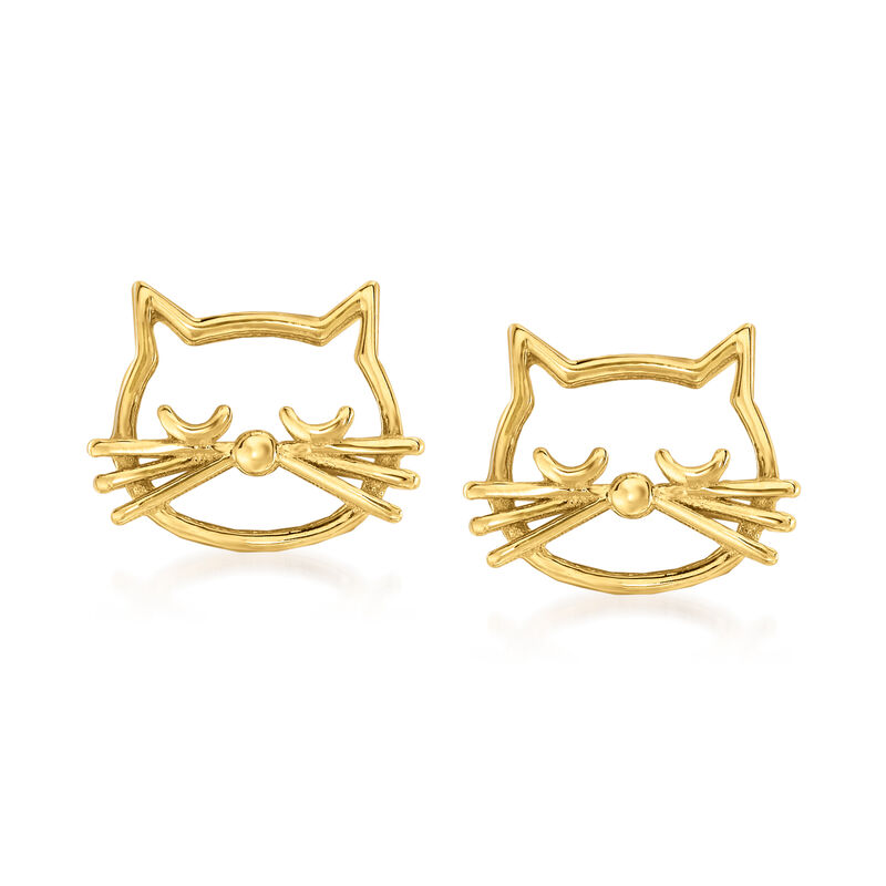 14kt Yellow Gold Cat Outline Earrings image number 0