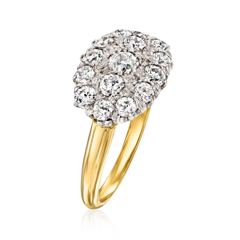 C. 1950 Vintage 1.30 ct. t.w. Diamond Cluster Ring in Platinum and 14kt Yellow Gold image number 2