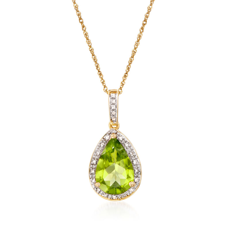 2.80 Carat Peridot Pendant Necklace with Diamond Accents in 14kt Yellow Gold image number 0