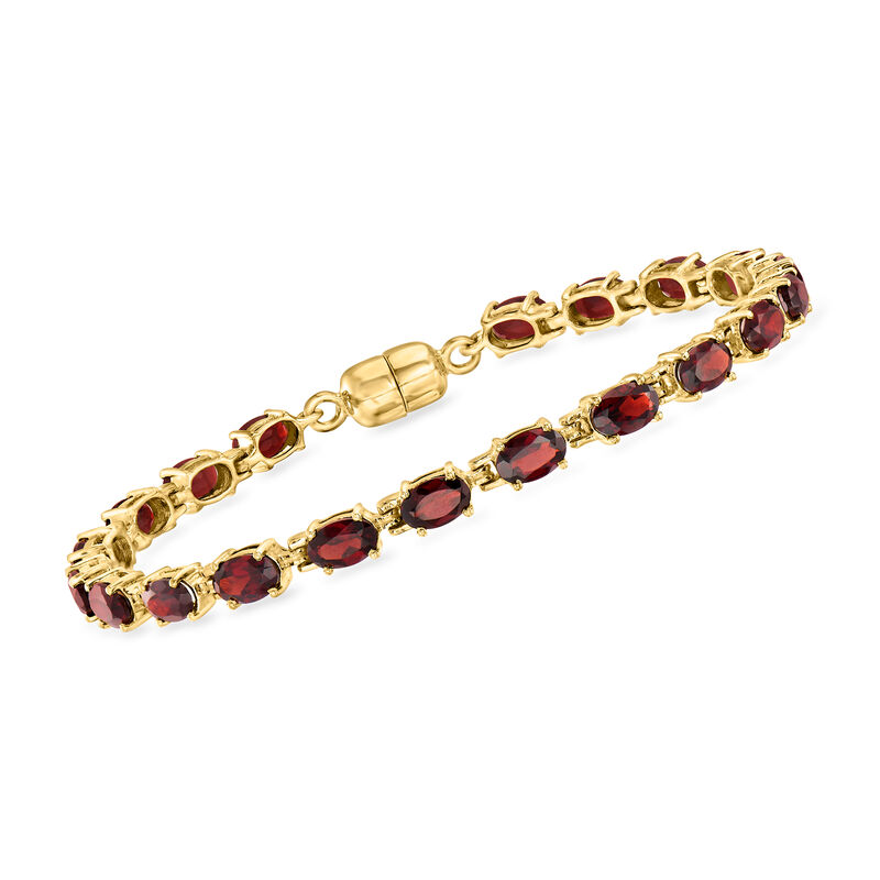 9.50 ct. t.w. Garnet Tennis Bracelet in 18kt Gold Over Sterling with Magnetic Clasp. 7&quot; image number 0
