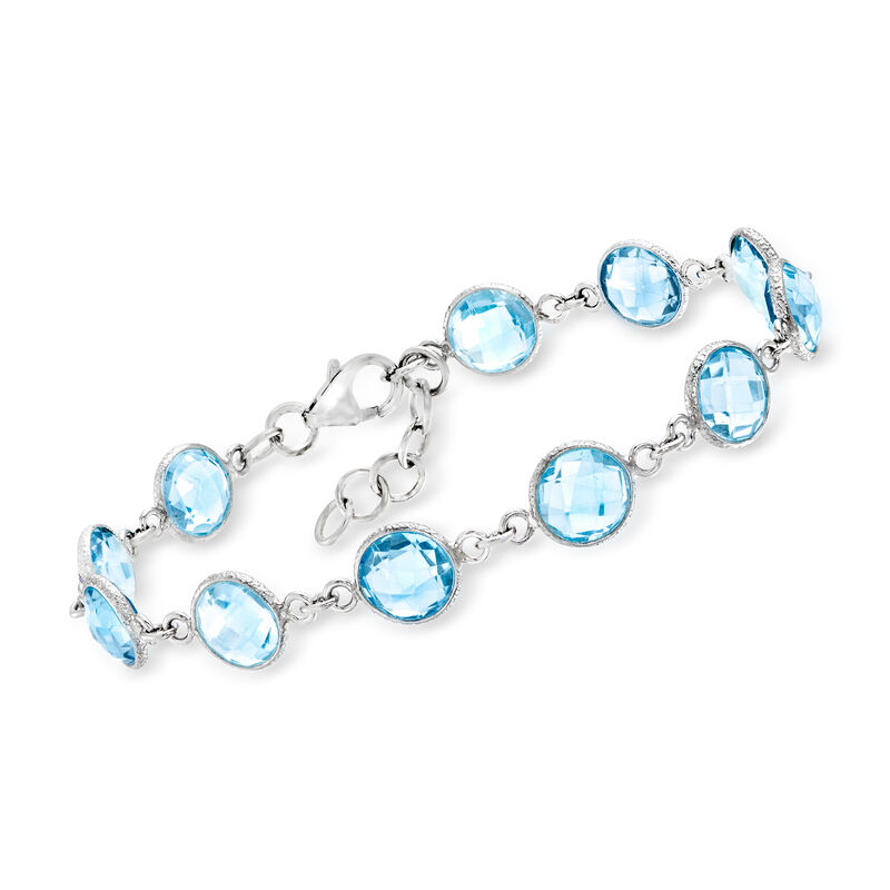 23.00 ct. t.w. Sky Blue Topaz Bracelet in Sterling Silver. 7&quot; image number 0
