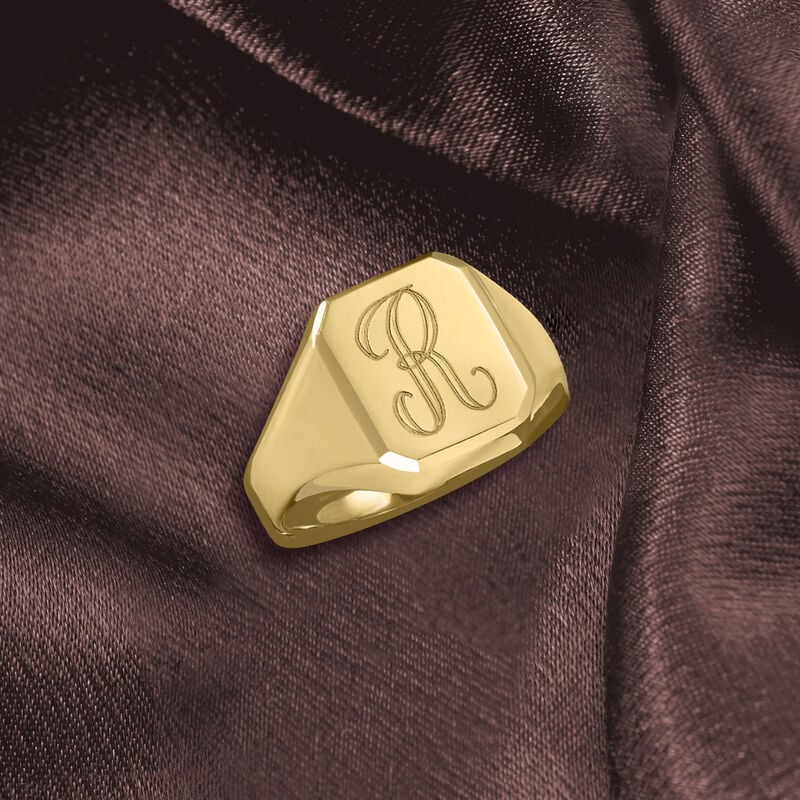 14kt Yellow Gold Personalized Signet Ring image number 3