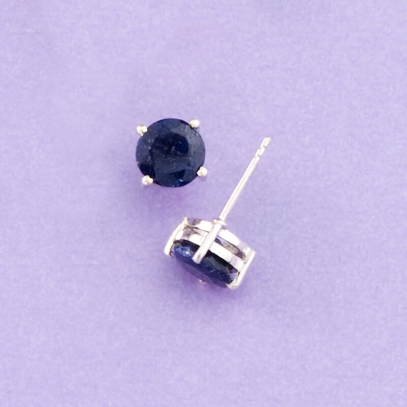 4.00 ct. t.w. Sapphire Stud Earrings in Sterling Silver image number 2