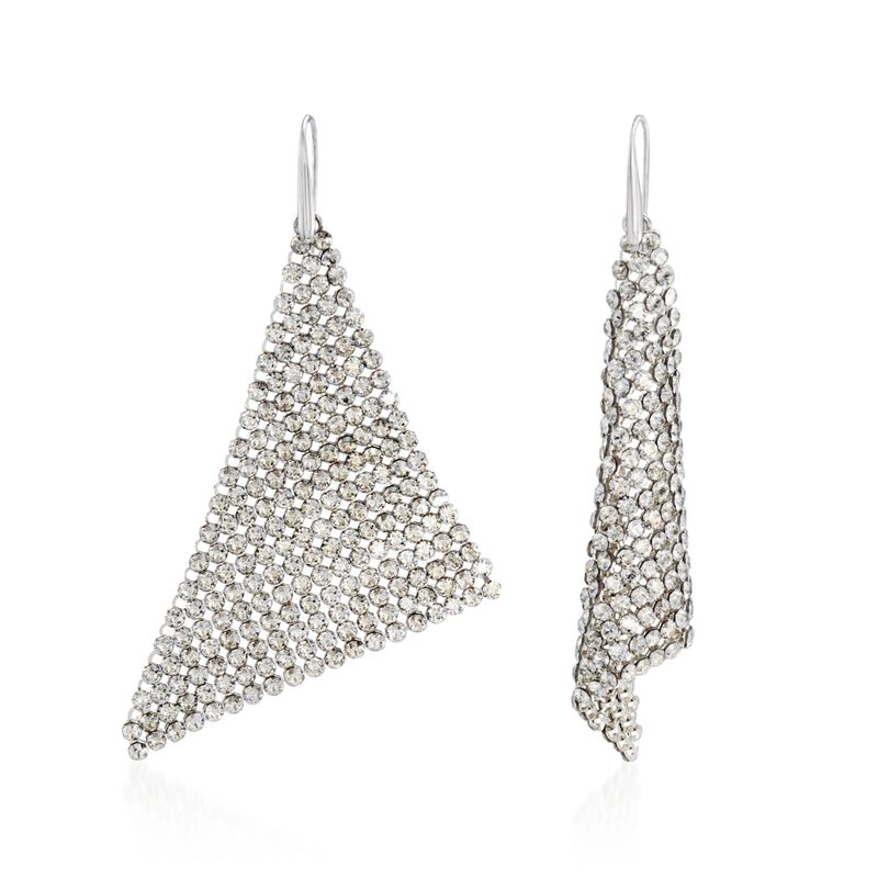Swarovski Crystal "Fit" Silver Shade Crystal Mesh Drop Earrings in Silvertone image number 2