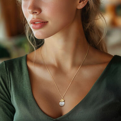 13mm Cultured Coin Pearl Necklace in 18kt Gold Over Sterling