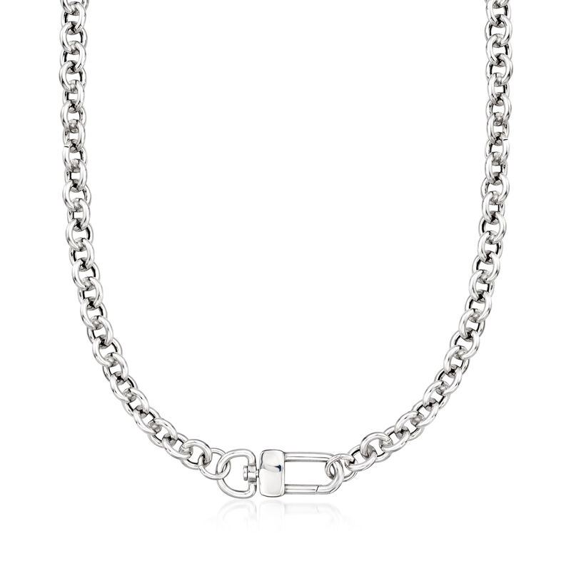 Italian Sterling Silver Cable Chain Modern-Lock Necklace image number 0