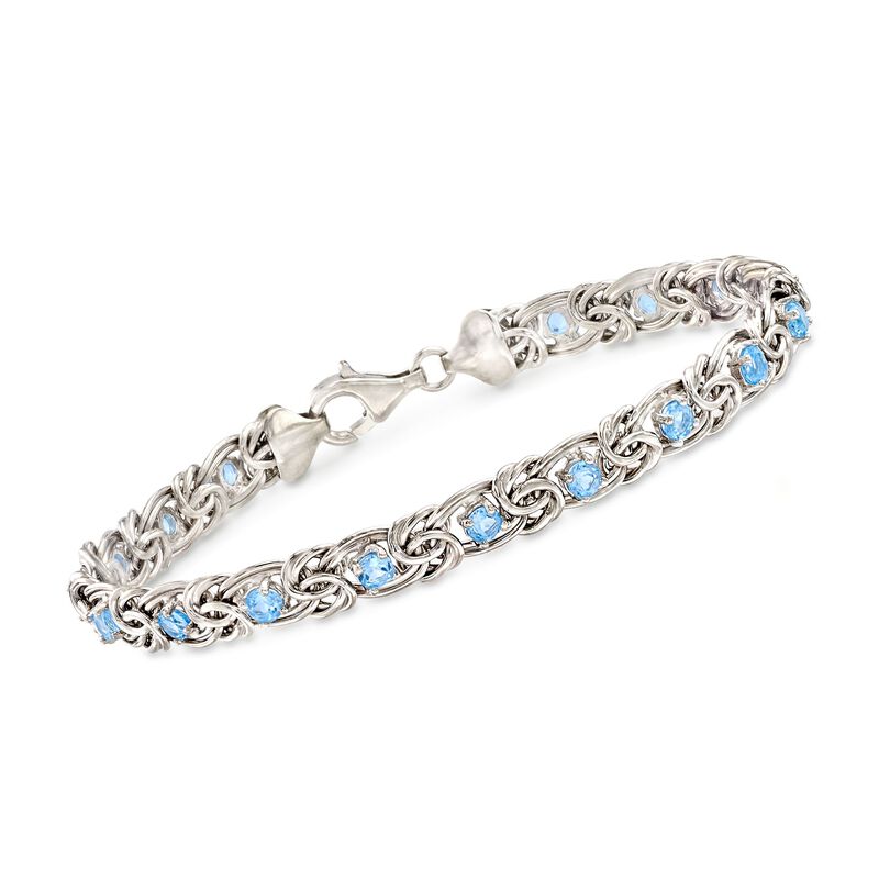 2.30 ct. t.w. Sky Blue Topaz Byzantine Bracelet in Sterling Silver image number 0