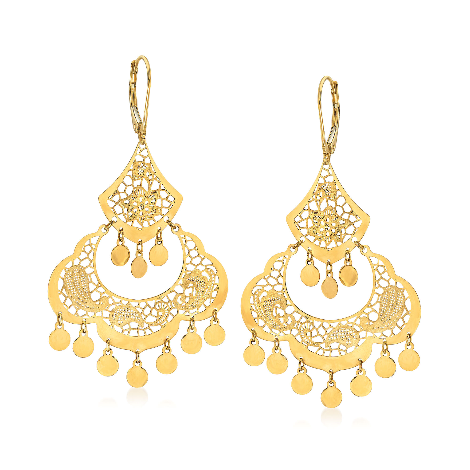 Italian 14kt Yellow Gold Filigree Chandelier Earrings