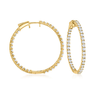 3.00 ct. t.w. Diamond Inside-Outside Hoop Earrings in 14kt Yellow Gold