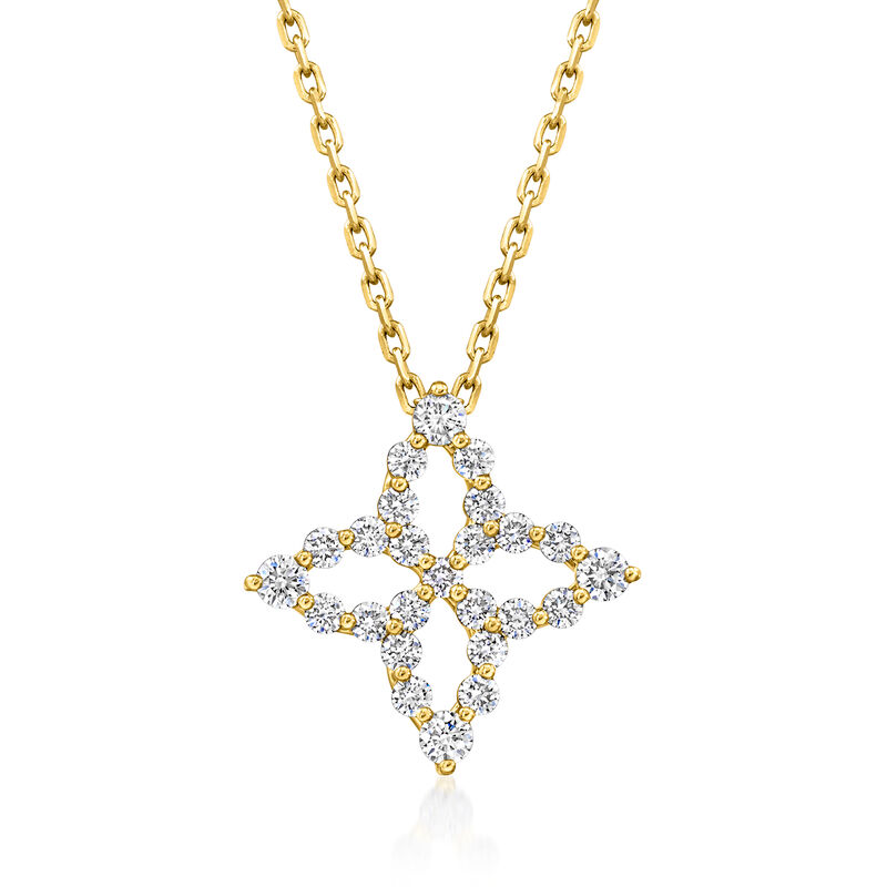 Roberto Coin "Princess Flower" .47 ct. t.w. Diamond Necklace in 18kt Yellow Gold. 15.5" image number 1