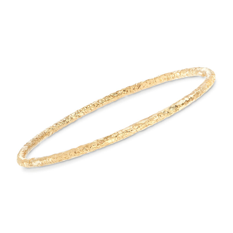 Italian 22kt Gold Over Sterling Jewelry Set: Three Hammered Bangle Bracelets. 8.5&quot; image number 2