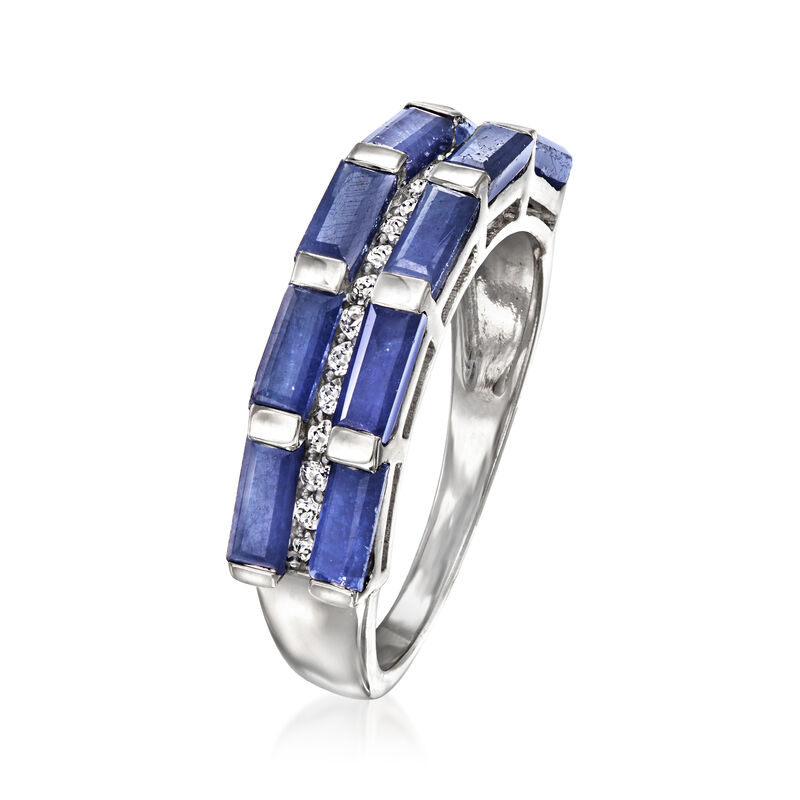 3.30 ct. t.w. Sapphire and .20 ct. t.w. White Topaz Ring in Sterling Silver image number 2