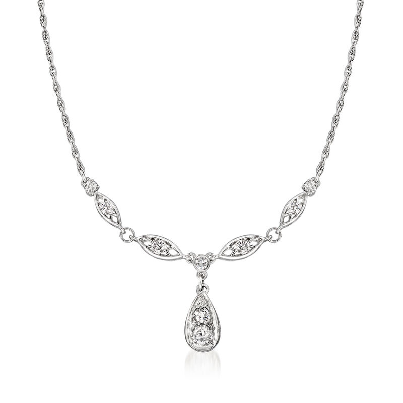 C. 1980 Vintage .90 ct. t.w. Diamond Necklace in Platinum and 14kt White Gold image number 0