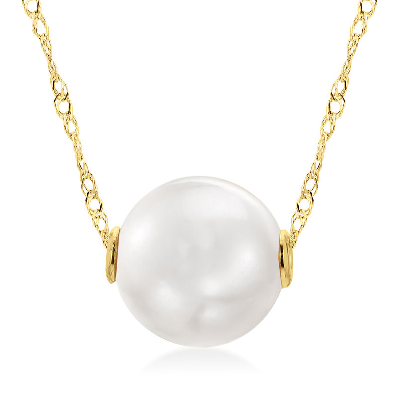 9-9.5mm Cultured South Sea Pearl Necklace in 14kt Yellow Gold. 18&quot; image number 0