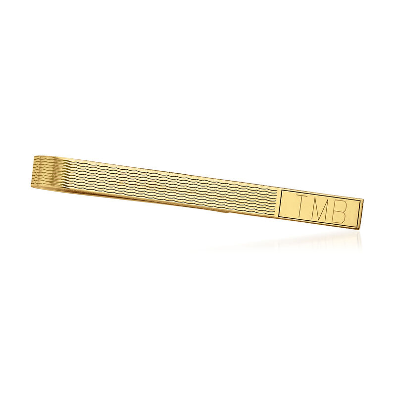 14kt Yellow Gold Personalized Monogram Tie Bar image number 0