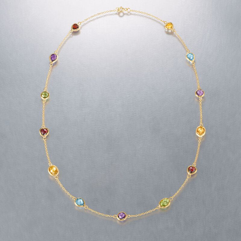 7.85 ct. t.w. Multi-Gemstone Station Necklace in 18kt Gold Over Sterling image number 2