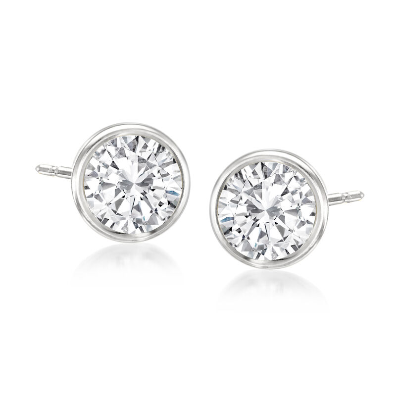 1.00 ct. t.w. Bezel-Set Diamond Stud Earrings in 14kt White Gold image number 0