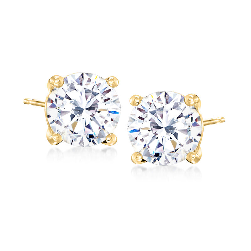 4.00 ct. t.w. CZ Stud Earrings in 14kt Yellow Gold image number 0
