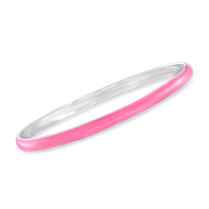 Italian Pink Enamel Bangle Bracelet in Sterling Silver image number 0