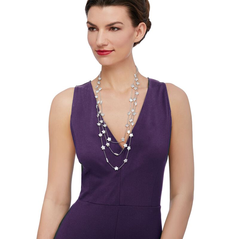 11-12mm Cultured Star Pearl Three-Strand Necklace in Sterling Silver image number 1