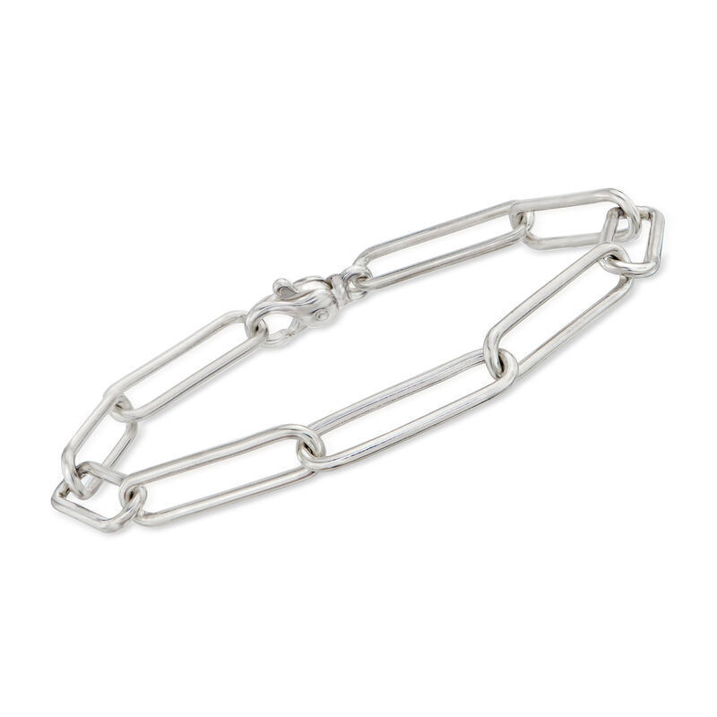 Zina Sterling Silver Paper Clip Link Bracelet. 8&quot; image number 0