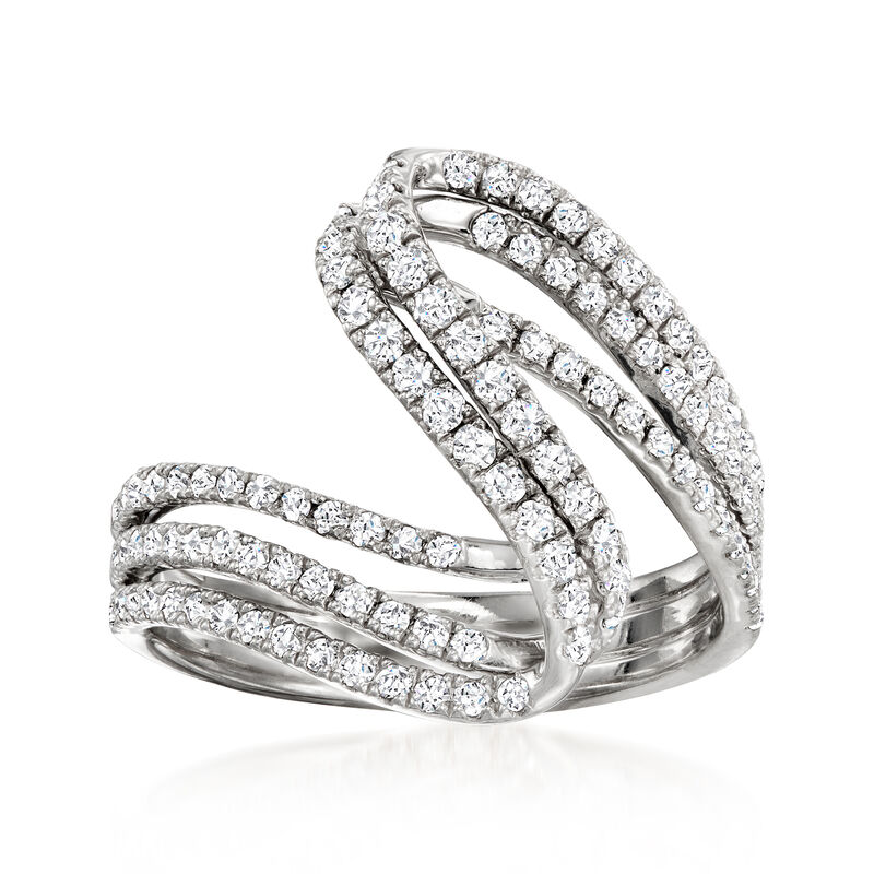 .75 ct. t.w. Diamond Three-Row Wave Ring in Sterling Silver image number 0