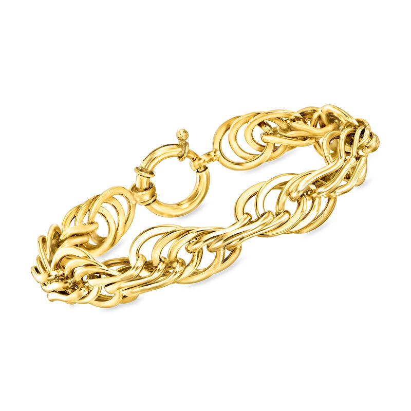 18kt Gold Over Sterling Multi-Oval Link Bracelet. 7&quot; image number 0