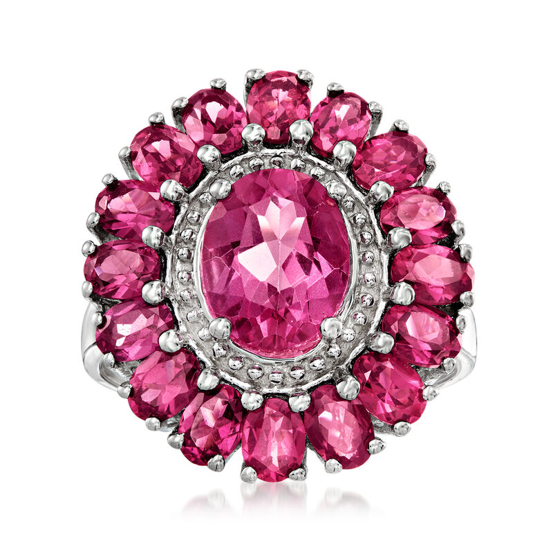 2.00 Carat Pink Topaz Ring with 3.20 ct. t.w. Rhodolite Garnet in Sterling Silver image number 0
