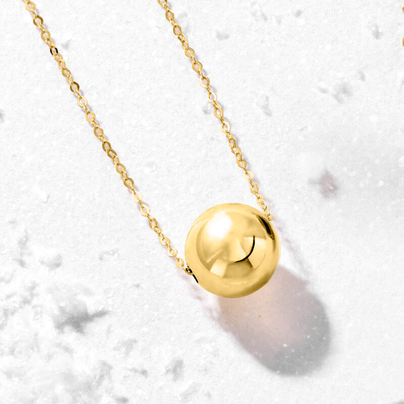 Italian 14kt Yellow Gold Bead Necklace. 18&quot; image number 2
