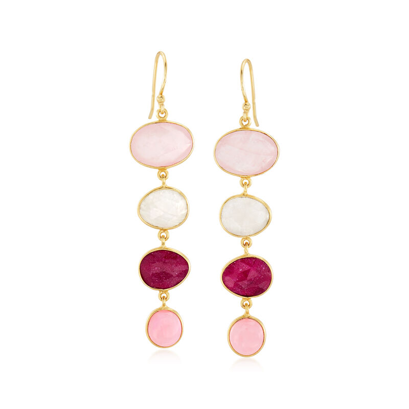 Multi-Gemstone Drop Earrings in 18kt Gold Over Sterling image number 0