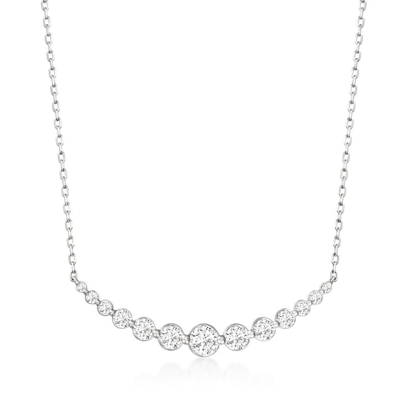 1.00 ct. t.w. Diamond Curved Bar Necklace in 14kt White Gold image number 0