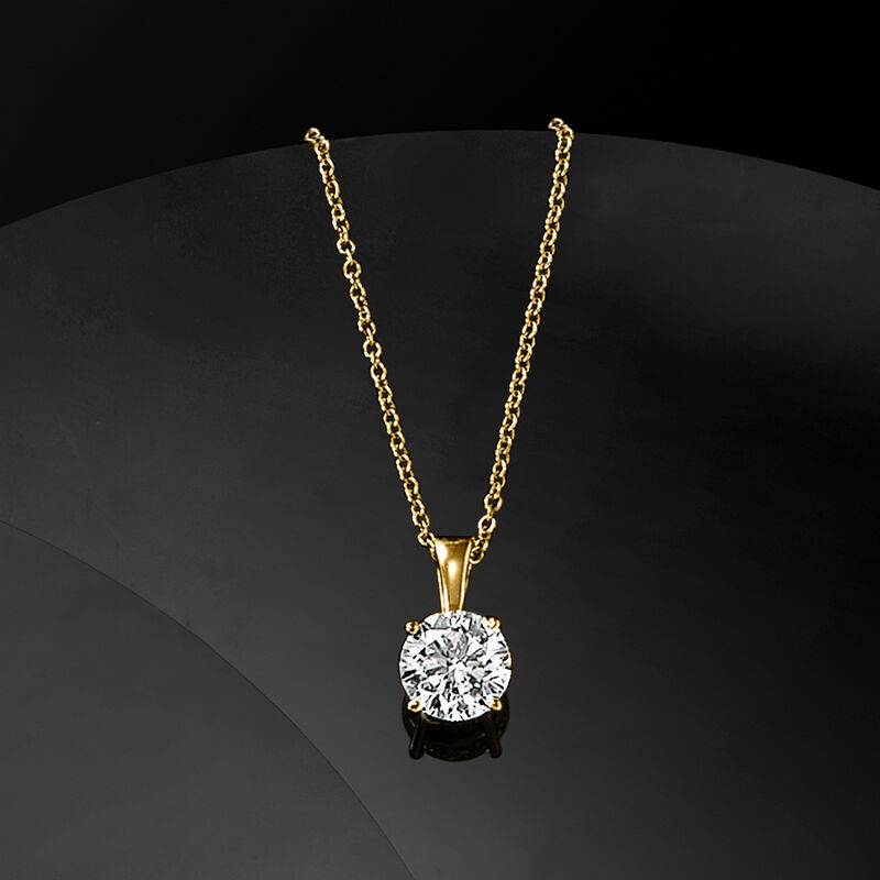 1.00 Carat Lab-Grown Diamond Solitaire Necklace in 14kt Yellow Gold image number 4