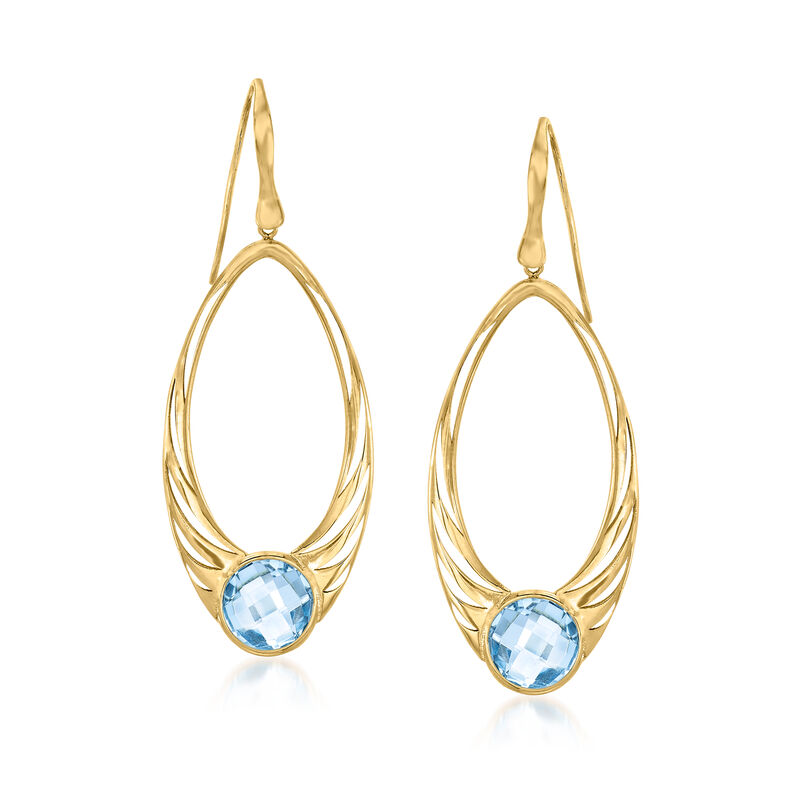 Italian .90 ct. t.w. Sky Blue Topaz Drop Earrings in 14kt Yellow Gold image number 0